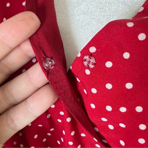 Kate Kasin Red White Polka Dots Wrap Dress Sz Small Ruffle Short Sleeve Cocktail - Picture 12 of 12